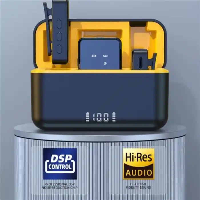 SX12 Wireless Lavalier Microphone with Charging Case, Long Battery Life, LED Display, Lapel Microphone for iPhone, Android, Camera All in One Microphone